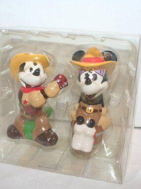 VTG Disney Mickey & Minnie Cowboy/Cowgirl Salt and Pepper Shaker Set
